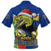 Parramatta Eels Zip Polo Shirt Santa Scoring Touchdown On Christmas Game Day