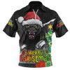 Penrith Panthers Zip Polo Shirt Santa Scoring Touchdown On Christmas Game Day