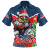 Sydney Roosters Zip Polo Shirt Santa Scoring Touchdown On Christmas Game Day