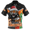 Wests Tigers Zip Polo Shirt Santa Scoring Touchdown On Christmas Game Day