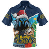 Gold Coast Titans Zip Polo Shirt Santa Scoring Touchdown On Christmas Game Day