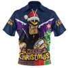 Melbourne Storm Zip Polo Shirt Santa Scoring Touchdown On Christmas Game Day
