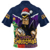 Melbourne Storm Zip Polo Shirt Santa Scoring Touchdown On Christmas Game Day