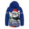 Canterbury-Bankstown Bulldogs Hooded Padded Jacket Santa Scoring Touchdown On Christmas Game Day