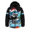 Cronulla-Sutherland Sharks Hooded Padded Jacket Santa Scoring Touchdown On Christmas Game Day