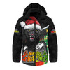 Penrith Panthers Hooded Padded Jacket Santa Scoring Touchdown On Christmas Game Day