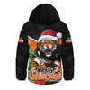 Wests Tigers Hooded Padded Jacket Santa Scoring Touchdown On Christmas Game Day