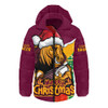 Brisbane Broncos Hooded Padded Jacket Santa Scoring Touchdown On Christmas Game Day