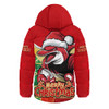 Redcliffe Dolphins Hooded Padded Jacket Santa Scoring Touchdown On Christmas Game Day