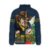 North Queensland Cowboys Padded Jacket Santa Scoring Touchdown On Christmas Game Day North Queensland Cowboys Padded Jacket Santa Scoring Touchdown On Christmas Game Day