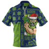 Canberra Raiders Zip Polo Shirt Christmas Magic Knit Style Winter Glow