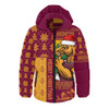 Brisbane Broncos Hooded Padded Jacket Christmas Magic Knit Style Winter Glow