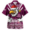 Manly Warringah Sea Eagles Hawaiian Shirt Merry Christmas Festive Spirit Edition