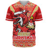 Redcliffe Dolphins Baseball Shirt Merry Christmas Festive Spirit Edition Redcliffe Dolphins Baseball Shirt Merry Christmas Festive Spirit Edition