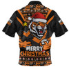 Wests Tigers Zip Polo Shirt Merry Christmas Festive Spirit Edition Wests Tigers Zip Polo Shirt Merry Christmas Festive Spirit Edition