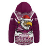 Manly Warringah Sea Eagles Hooded Padded Jacket Merry Christmas Festive Spirit Edition