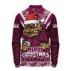 Queensland Maroons Long Sleeve Polo Shirt Merry Christmas Festive Spirit Edition