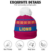 Brisbane Lions Bobble Beanie Hat Festive Season Merry Christmas Game Day