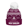 Manly Warringah Sea Eagles Bobble Beanie Hat Merry Christmas Game Ready Team Knit Edition