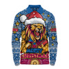 Brisbane Lions Long Sleeve Polo Shirt Ugly Christmas Knit Patterns Vintage Jersey