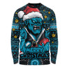 Port Adelaide Long Sleeve T-shirt Ugly Christmas Knit Patterns Vintage Jersey