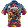 Brisbane Lions Zip Polo Shirt Ugly Christmas Knit Patterns Vintage Jersey