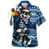Geelong Cats Hawaiian Shirt Christmas Holiday Santa Rides The Waves