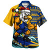 West Coast Eagles Hawaiian Shirt Christmas Holiday Santa Rides The Waves