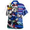 Western Bulldogs Hawaiian Shirt Christmas Holiday Santa Rides The Waves