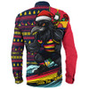 Adelaide Crows Long Sleeve Shirt Christmas Holiday Santa Rides The Waves