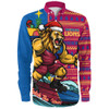 Brisbane Lions Long Sleeve Shirt Christmas Holiday Santa Rides The Waves