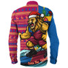 Brisbane Lions Long Sleeve Shirt Christmas Holiday Santa Rides The Waves