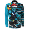 Port Adelaide Long Sleeve Shirt Christmas Holiday Santa Rides The Waves