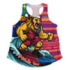 Brisbane Lions Women Racerback Singlet Christmas Holiday Santa Rides The Waves