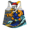 West Coast Eagles Women Racerback Singlet Christmas Holiday Santa Rides The Waves