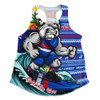 Western Bulldogs Women Racerback Singlet Christmas Holiday Santa Rides The Waves