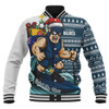 Carlton Baseball Jacket Christmas Holiday Santa Rides The Waves