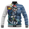 Geelong Cats Baseball Jacket Christmas Holiday Santa Rides The Waves