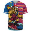 Brisbane Lions Baseball Shirt Christmas Holiday Santa Rides The Waves