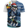Geelong Cats Baseball Shirt Christmas Holiday Santa Rides The Waves