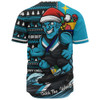 Port Adelaide Baseball Shirt Christmas Holiday Santa Rides The Waves