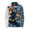 Carlton Long Sleeve Polo Shirt Christmas Holiday Santa Rides The Waves