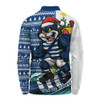 Geelong Cats Long Sleeve Polo Shirt Christmas Holiday Santa Rides The Waves