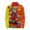 Gold Coast SUNS Long Sleeve Polo Shirt Christmas Holiday Santa Rides The Waves