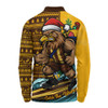 Hawthorn Long Sleeve Polo Shirt Christmas Holiday Santa Rides The Waves