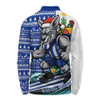 North Melbourne Long Sleeve Polo Shirt Christmas Holiday Santa Rides The Waves