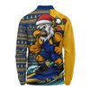 West Coast Eagles Long Sleeve Polo Shirt Christmas Holiday Santa Rides The Waves