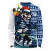 Geelong Cats Long Sleeve T-shirt Christmas Holiday Santa Rides The Waves