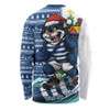 Geelong Cats Long Sleeve T-shirt Christmas Holiday Santa Rides The Waves