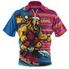 Brisbane Lions Zip Polo Shirt Christmas Holiday Santa Rides The Waves